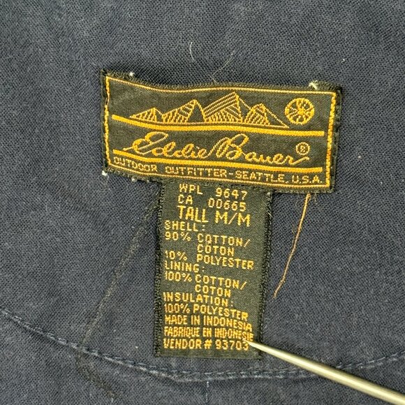 Vintage Eddie Bauer Hoodie Full Zip Green Cotton Blend Heavyweight Size Tall M - Picture 13 of 15